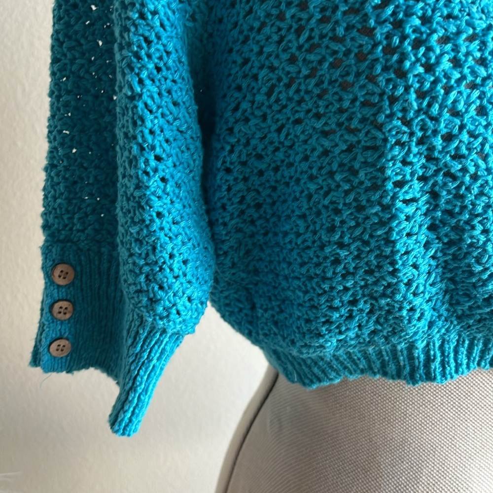 Free People Beach Blue Cropped Knit Cardigan - Picture 3 of 12